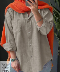 شومیز اسپورت مجلسی جلو دکمه بازشو آستین سرخود سایز بزرگ