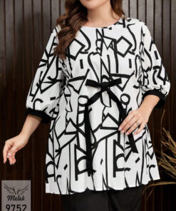 تونیک اسپورت مجلسی یقه گرد آستین سه ربع سایز بزرگ