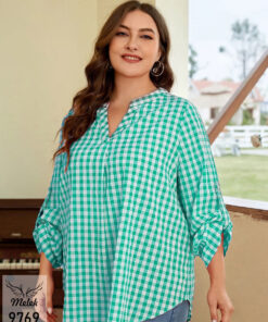 شومیز اسپورت مجلسی یقه ایستاده آستین پاگن دار سایز بزرگ