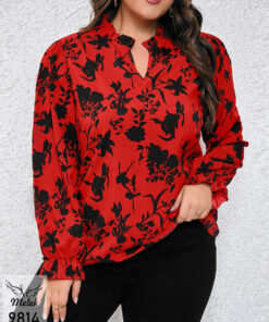 شومیز مجلسی یقه جواهری آستین بلند سایز بزرگ