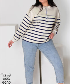 سوشرت اسپورت فانتزی یقه ایستاده زیپ خور آستین سرخود سایز بزرگ