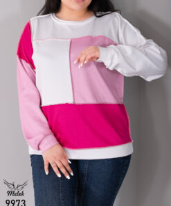 بلوز اسپورت فانتزی یقه گرد آستین سرخود سایز بزرگ