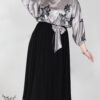 پیراهن مجلسی یقه گرد آستین کیمونو سه ربع سایز بزرگ
