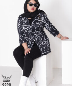 کت مانتویی اسپورت مجلسی یقه انگلیسی دکمه بازشو آستین پاکتی سایز بزرگ