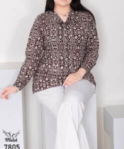 بلوز مجلسی شیک و دلبرررر یقه هفت پیلی دار آستین بلند سایز بزرگ