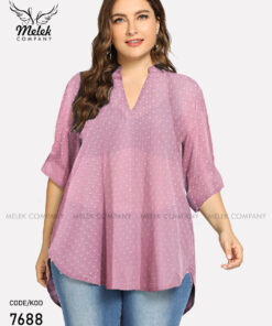 تونیک مجلسی یقه ایستاده آستین سه ربع سایز بزرگ