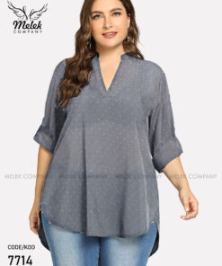 تونیک مجلسی یقه ایستاده آستین سه ربع سایز بزرگ