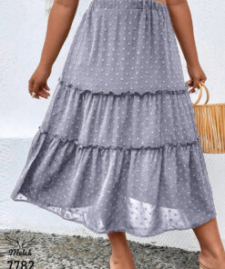 دامن مجلسی کمر کشی چین دار با آستر سایز بزرگ