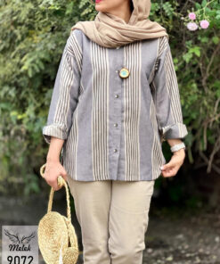 شومیز اسپورت مجلسی جلو دکمه بازشو آستین سرخود سایز بزرگ