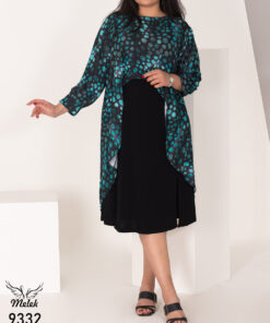 ست دوتکه سارافون و مانتو دنباله دار مجلسی سایز بزرگ