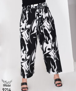 شلوار بگ مجلسی کمر کشی با کمربند متصل سایز بزرگ