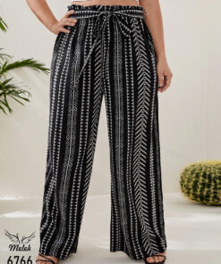 شلوار نیم بگ اسپورت مجلسی کمر کشی با کمربند سایز بزرگ