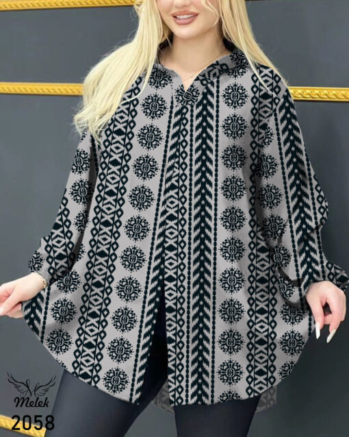 شومیز مجلسی شیییک و دلبرررر یقه کلاسیک آستین بلند جلو چاکدار سایز بزرگ