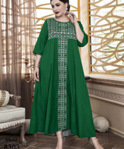 پیراهن مجلسی آستین سه ربع با طرح اسلیمی سایز بزرگ