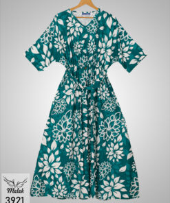 پیراهن مانتویی مجلسی یقه هفت کمر کشی دکمه نما با کمربند سایز بزرگ - غیر ژورنالی