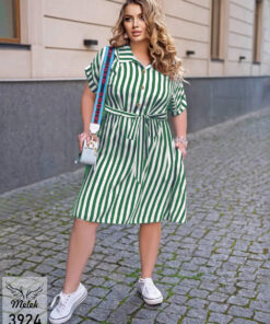 پیراهن مانتویی مجلسی یقه دکمه بازشو کمر کشی با کمربند سایز بزرگ