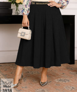 دامن مجلسی کمر پیلی دار دوجیب سایز بزرگ