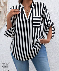 تونیک اسپورت مجلسی کاربردی یقه هفت آستین پاگن دار تک جیب سایز بزرگ