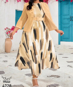 ست دوتکه سارافون و کت شیک و مجلسی با کمربند سگک دار سایز بزرگ