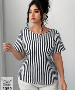 بلوز خاص مجلسی یقه گرد آستین کوتاه پشت پاپیون سایز بزرگ