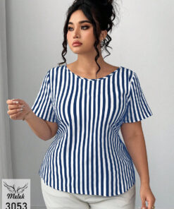 بلوز خاص مجلسی یقه گرد آستین کوتاه پشت پاپیون سایز بزرگ