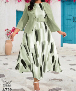 ست دوتکه سارافون و کت شیک و مجلسی با کمربند سگک دار سایز بزرگ