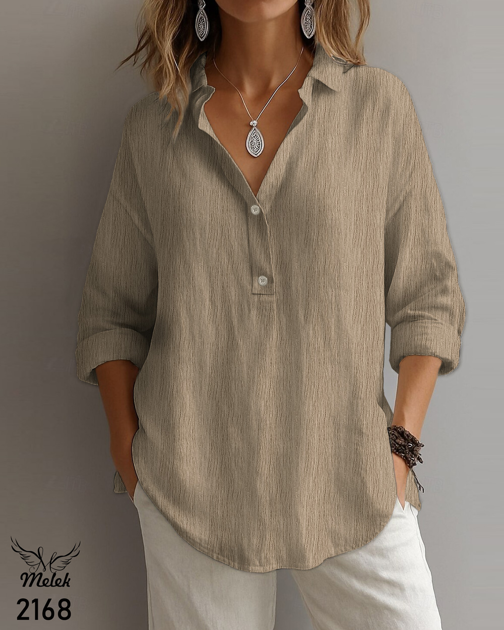 شومیز ترند اسپورت مجلسی یقه دکمه بازشو سایز بزرگ - غیر ژورنالی