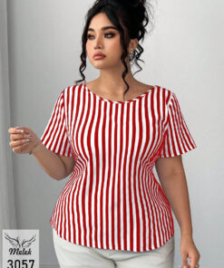 بلوز خاص مجلسی یقه گرد آستین کوتاه پشت پاپیون سایز بزرگ