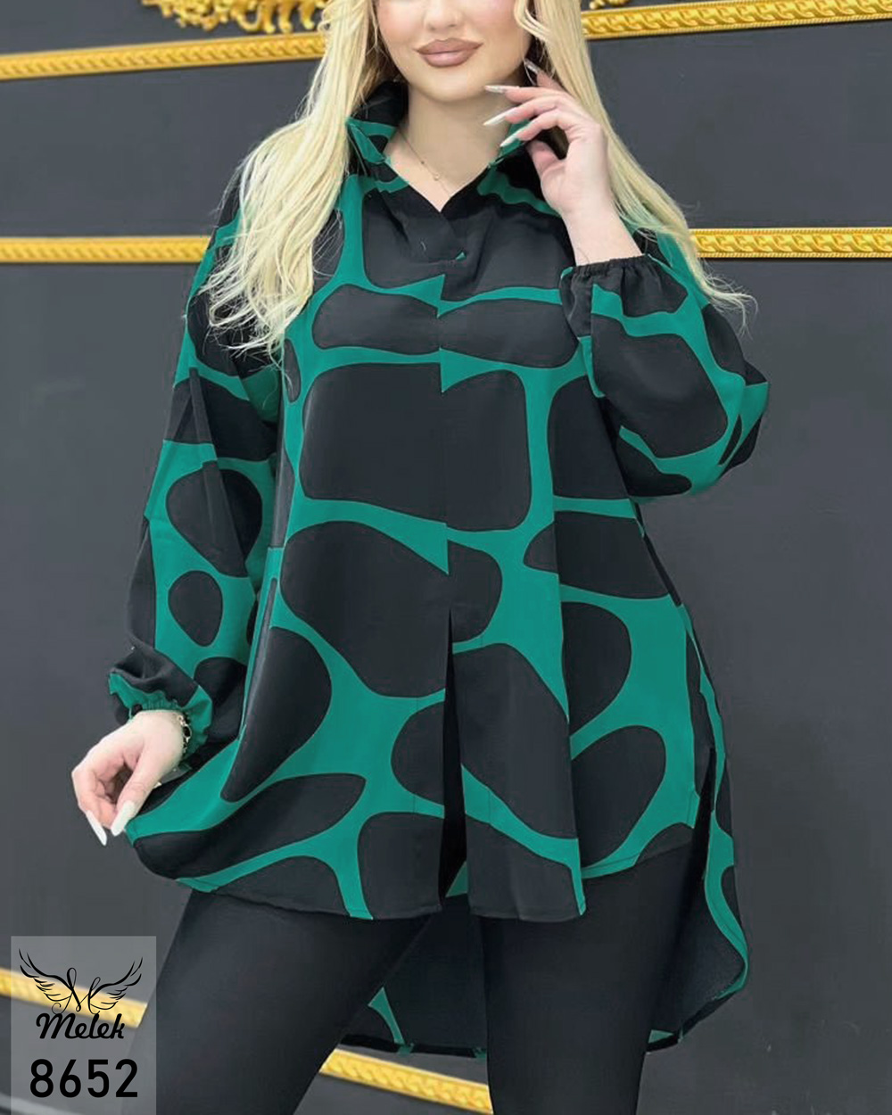 شومیز مجلسی یقه کلاسیک آستین بلند سایز بزرگ