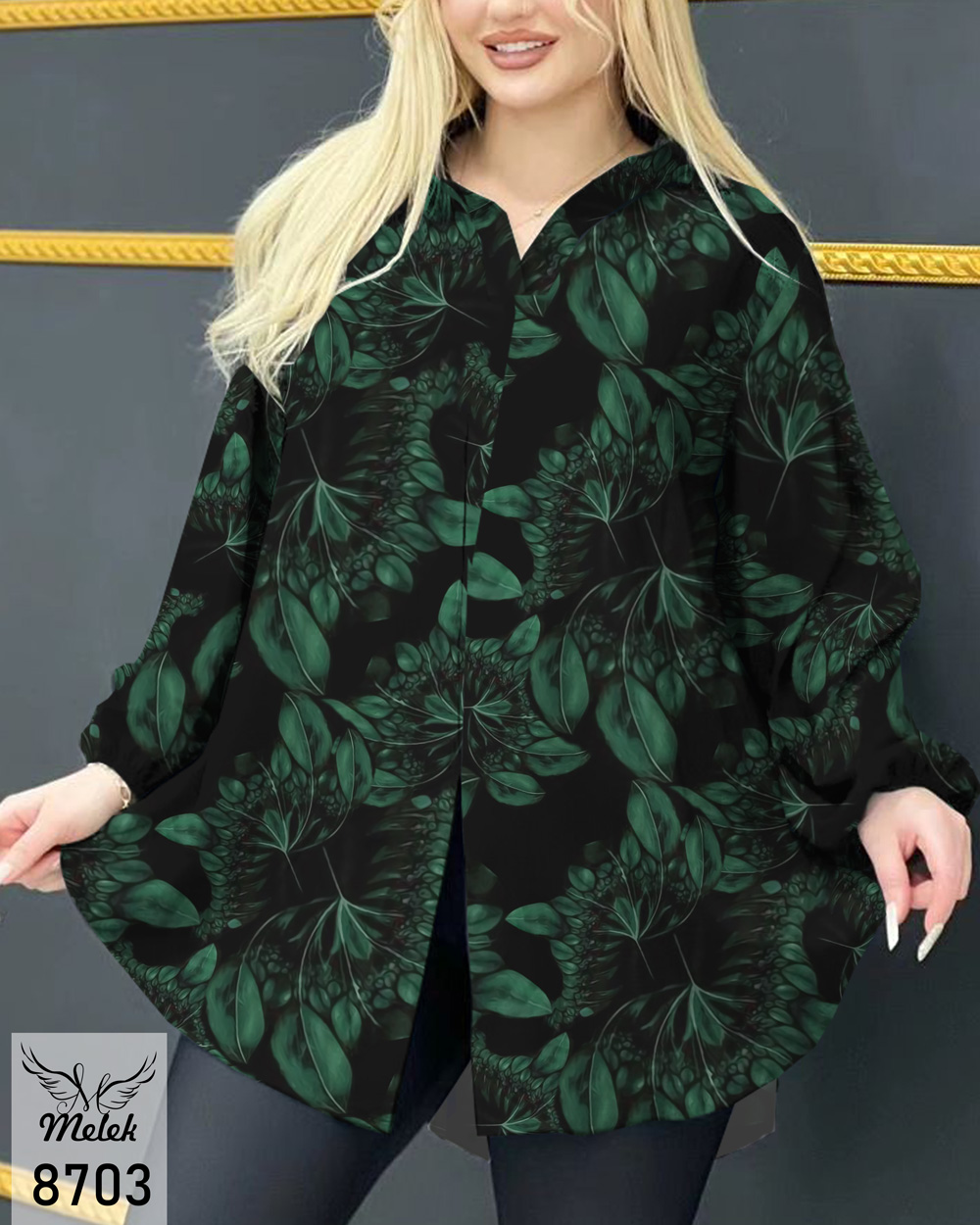 شومیز مجلسی یقه کلاسیک آستین بلند سایز بزرگ