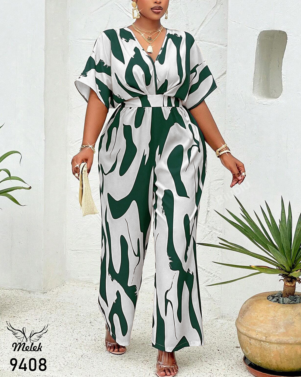 اورال اسپورت مجلسی یقه هفت آستین کیمونو پشت کمر کشی سایز بزرگ