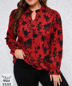 شومیز مجلسی یقه جواهری آستین بلند سایز بزرگ