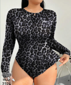 بادی کاربردی یقه گرد آستین بلند سایز بزرگ