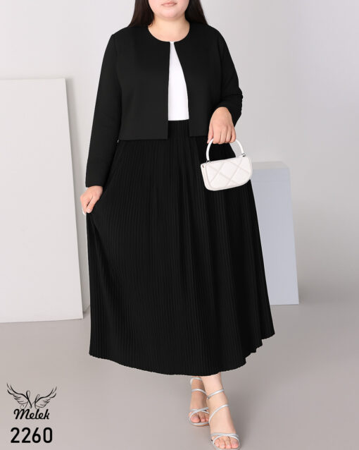 ست کراپ کت و دامن شیک و مجلسی سایز بزرگ