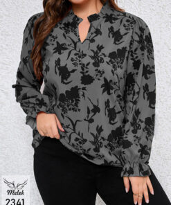 شومیز مجلسی یقه جواهری آستین بلند سایز بزرگ