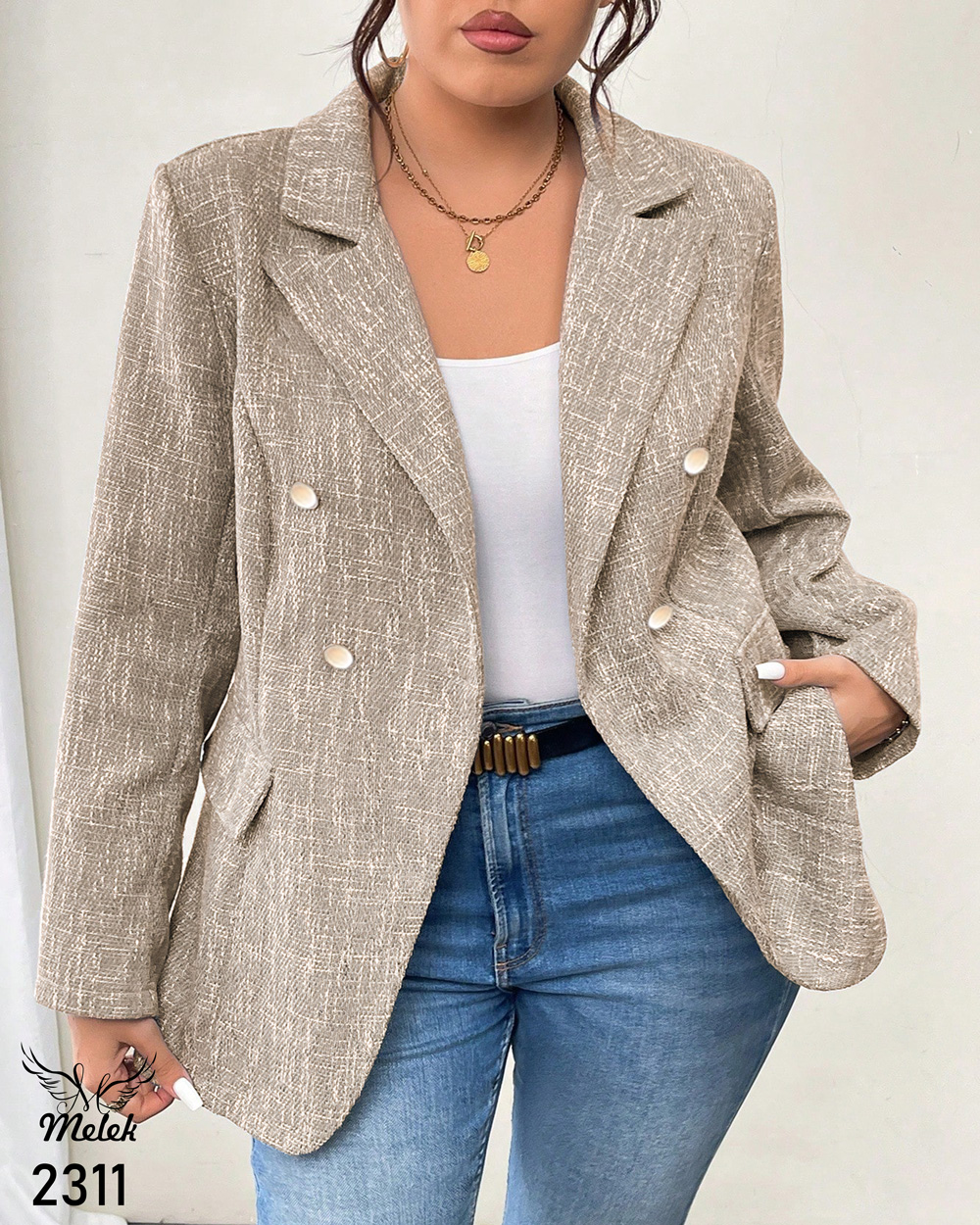 کت اسپورت مجلسی جلوباز یقه انگلیسی سایز بزرگ