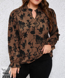 شومیز مجلسی یقه جواهری آستین بلند سایز بزرگ