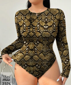 بادی کاربردی یقه گرد آستین بلند سایز بزرگ