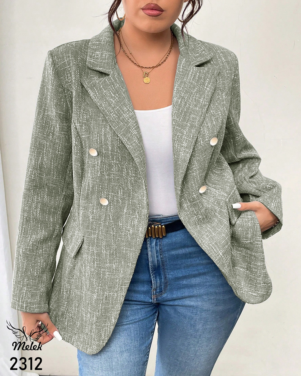 کت اسپورت مجلسی جلوباز یقه انگلیسی سایز بزرگ - غیر ژورنالی