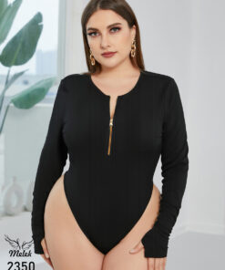 بادی اسپورت مجلسی یقه زیپ آستین انگشتی سایز بزرگ