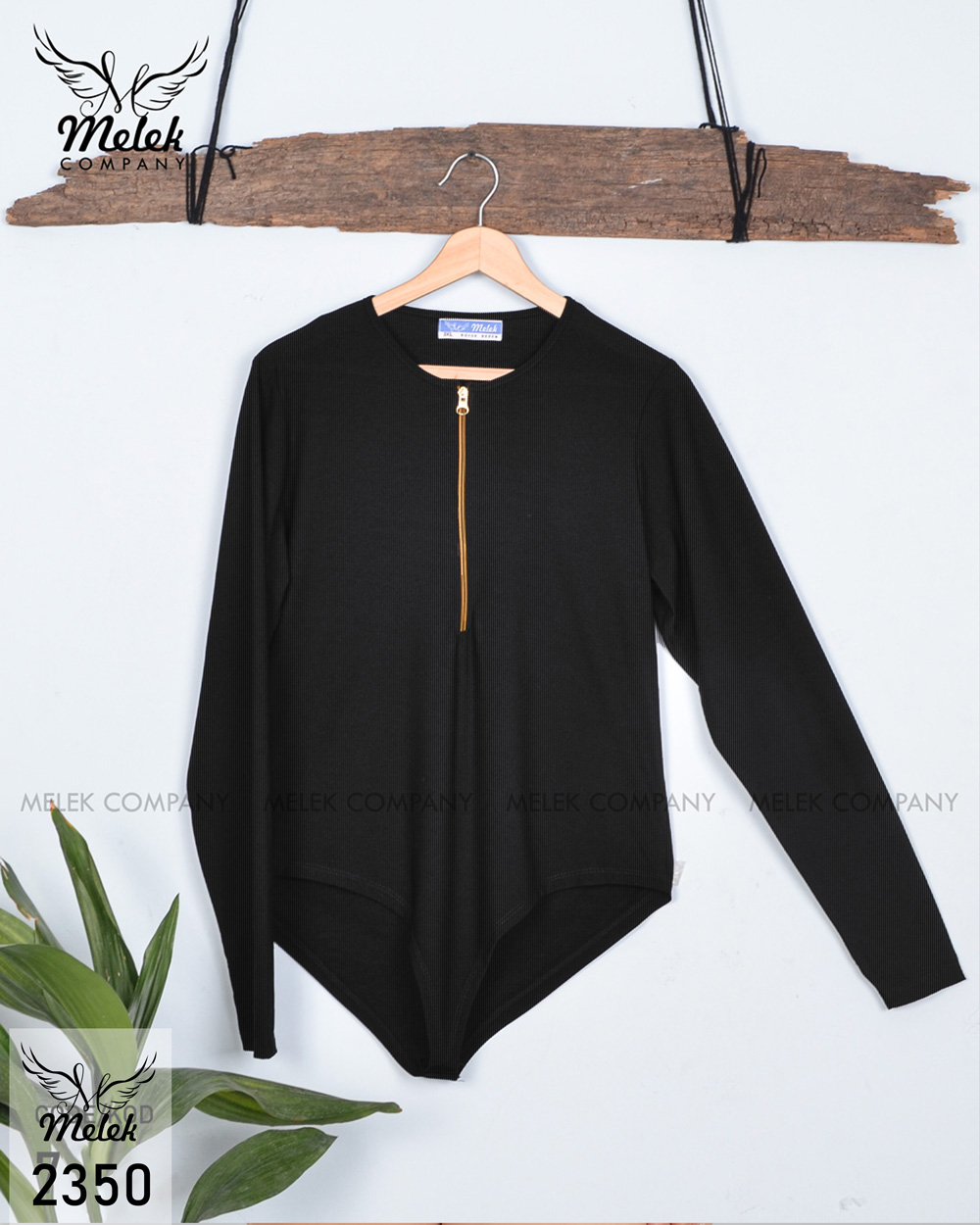 بادی اسپورت مجلسی یقه زیپ آستین انگشتی سایز بزرگ - غیر ژورنالی