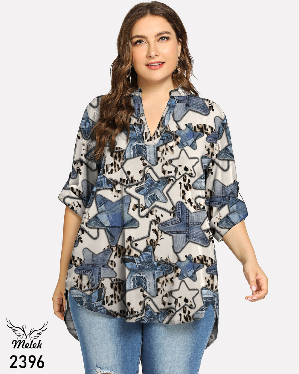 تونیک اسپورت مجلسی یقه ایستاده آستین پاگن دار سایز بزرگ