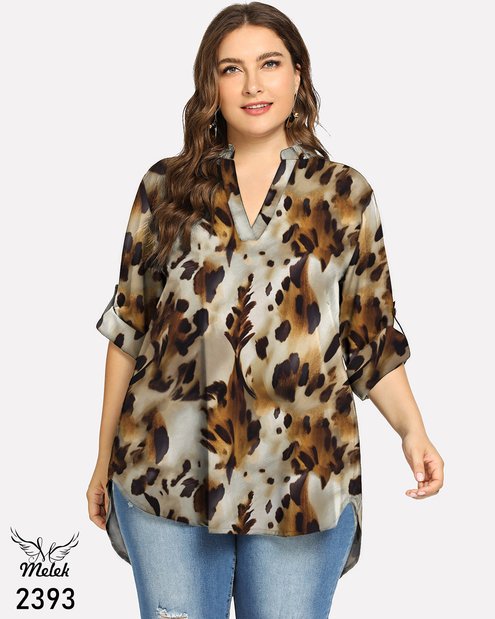 تونیک اسپورت مجلسی یقه ایستاده آستین پاگن دار سایز بزرگ - غیر ژورنالی