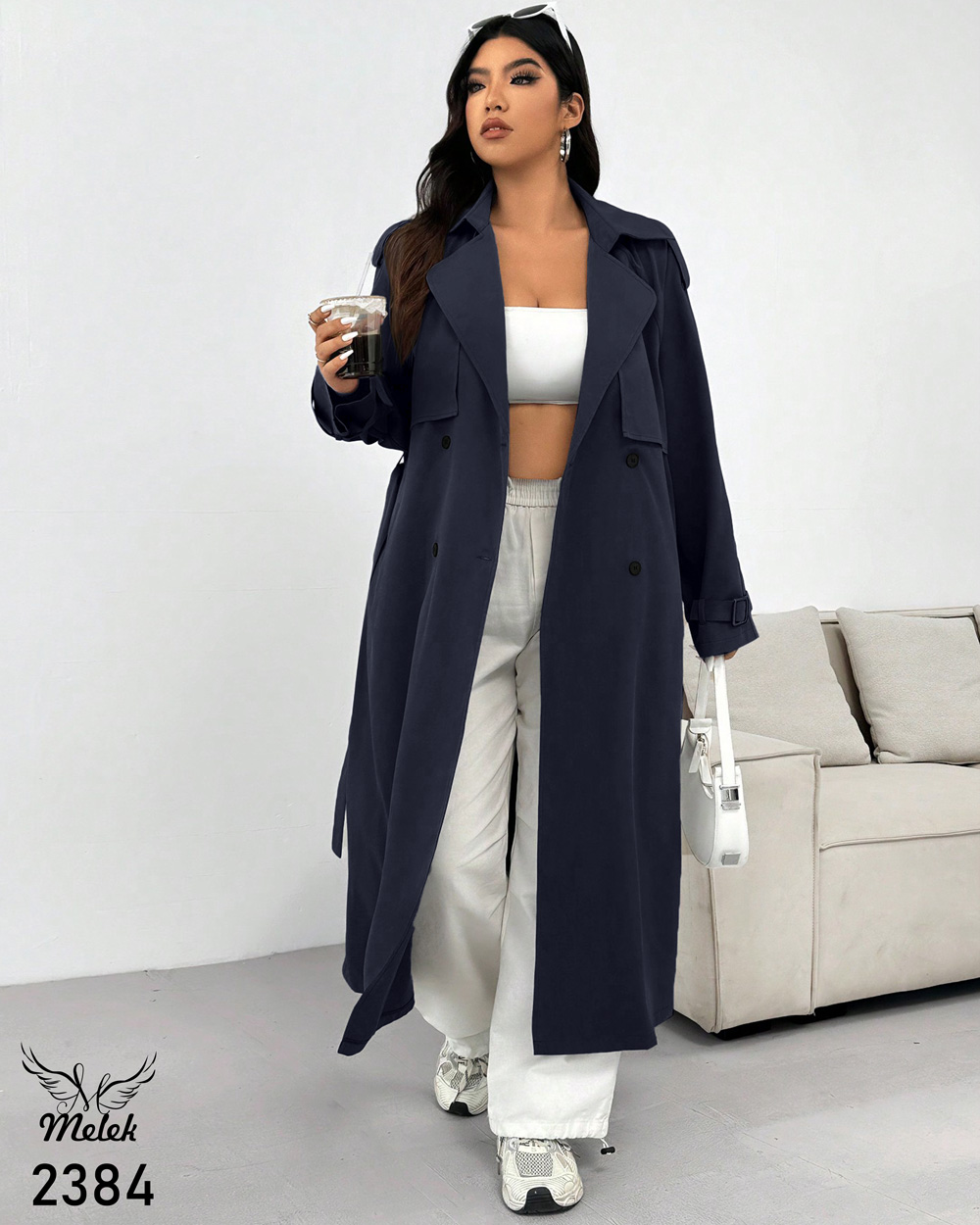 بارانی اسپورت مجلسی یقه انگلیسی دکمه بازشو آستین بلند سایز بزرگ