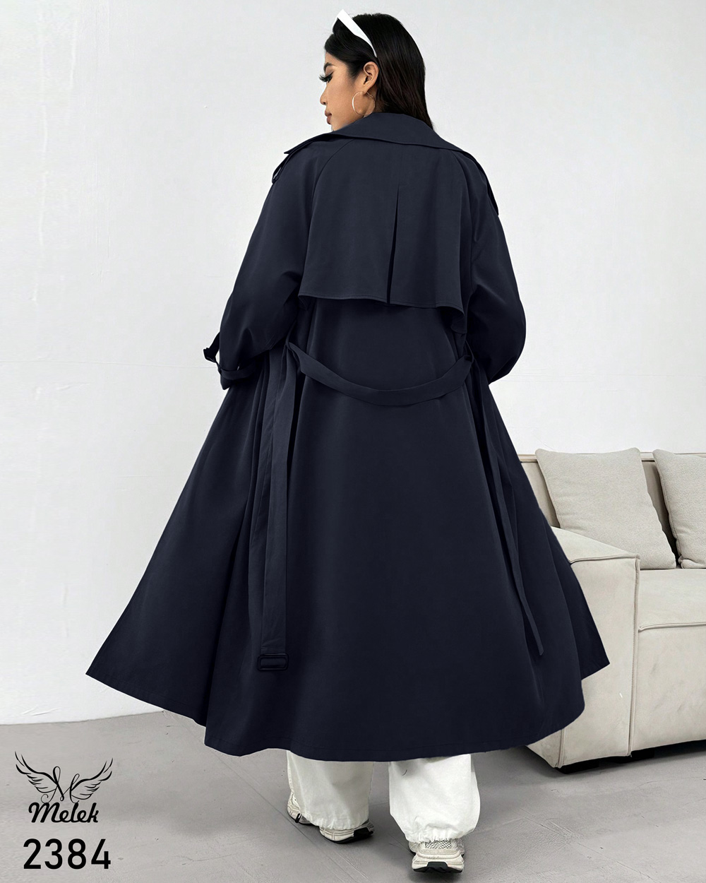 بارانی اسپورت مجلسی یقه انگلیسی دکمه بازشو آستین بلند سایز بزرگ - غیر ژورنالی