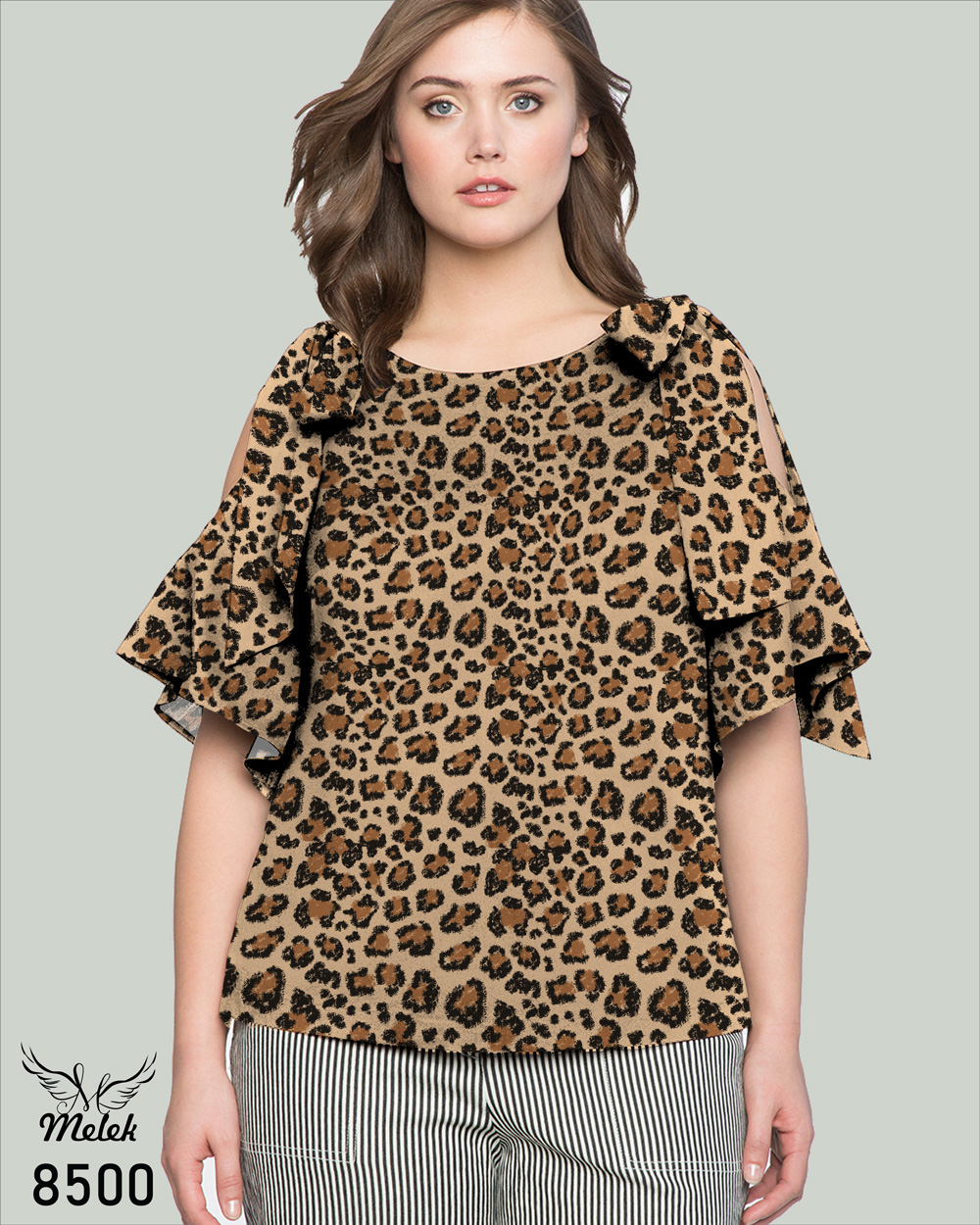 شومیز مجلسی آستین اوپن سرشانه پاپیون دار سایز بزرگ