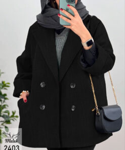 پالتو کتی اسپورت یقه انگلیسی دکمه نما آستین سرخود دوجیب سایز بزرگ