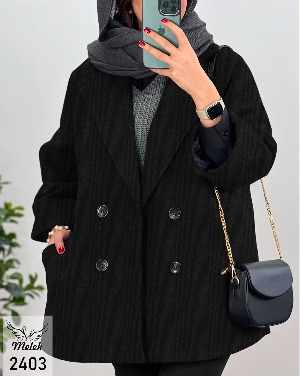 پالتو کتی اسپورت یقه انگلیسی دکمه نما آستین سرخود دوجیب سایز بزرگ - غیر ژورنالی