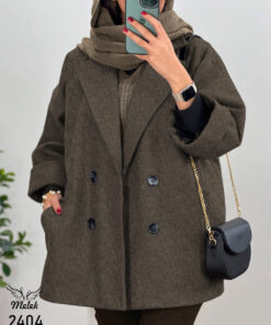 پالتو کتی اسپورت یقه انگلیسی دکمه نما آستین سرخود دوجیب سایز بزرگ