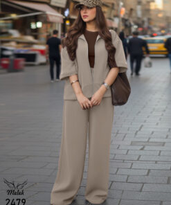 ست سوشرت جلو زیپ و شلوار بگ اسپورت مجلسی سایز بزرگ